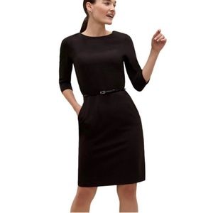 MM LaFleur • black etsuko crew neck ¾ sleeve sheath dress sz 8